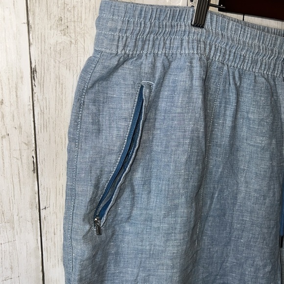 Athleta Retreat Cabo Linen Jogger Pant Size 24 Blue Chambray Used - Picture 4 of 9